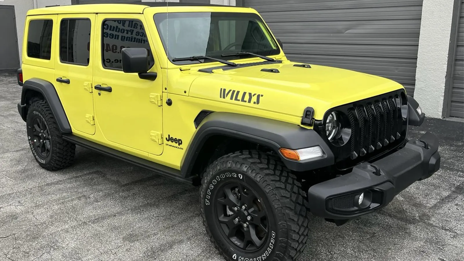 Yellow Jeep Wrangler Willys rental in Miami